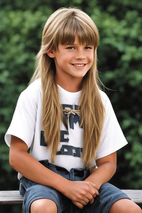 Mullet hairstyle Boy Very long Mullet hairstyle. Eight year ... by Long ...