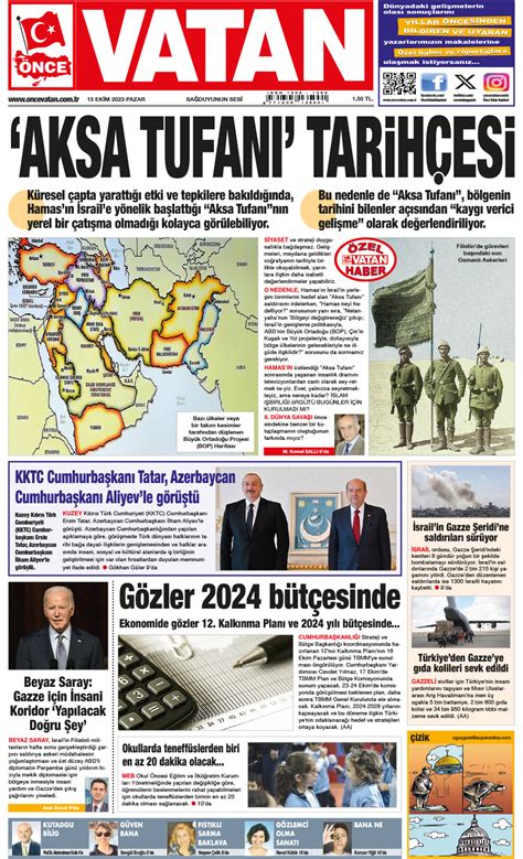 Nce Vatan Gazetesi Ekim Pazar Gazete Sayfalar Nce Vatan