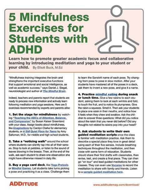 5 Mindfulness Exercises For Students With ADHD : r/ADHD_Programmers