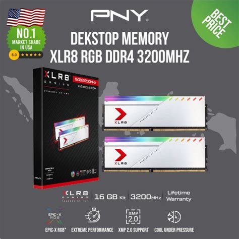 Jual MEMORY RAM PNY XLR8 Longdimm SILVER RGB 16GB KIT DDR4 3200MHZ