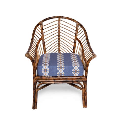 bamboo chair  natural rattan blue cushion modern  sharland