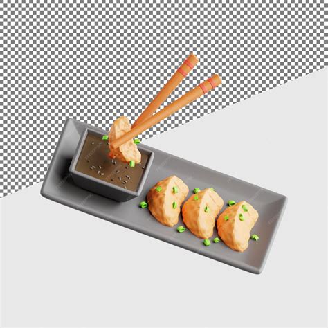 Premium Psd Gyoza 3d Asian Food Rendering