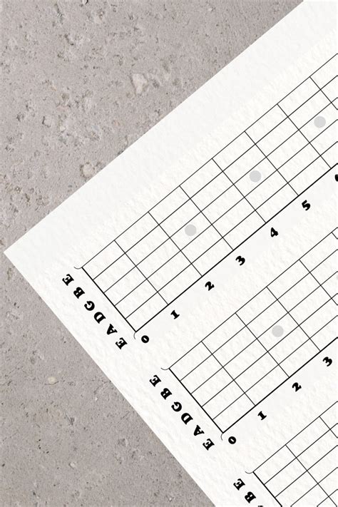 Blank Guitar Fretboard Diagram Neck Board Printable Instant Download ...