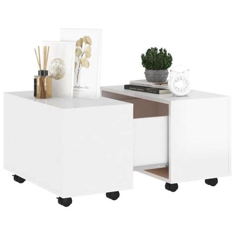 Zerodis Table Basse Blanc Brillant X X Cm Agglom R Re