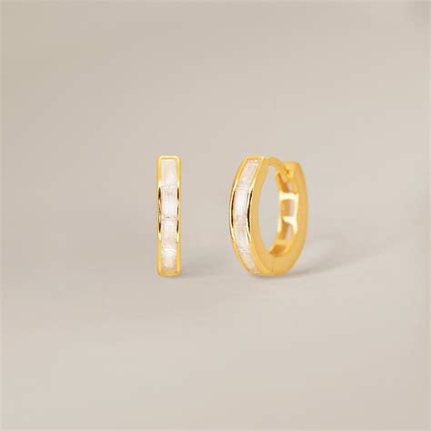 Diamond Baguette Inlay Hoops – Eyrful Artistry