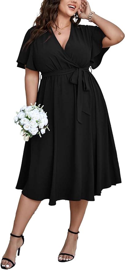 Scomchic Womens Plus Size Wedding Guest Cocktail Midi Dress Summer