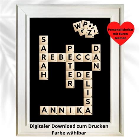 Scrabble Poster Mit Ihren Namen F R Scrabble Fans Oder Familien Namen