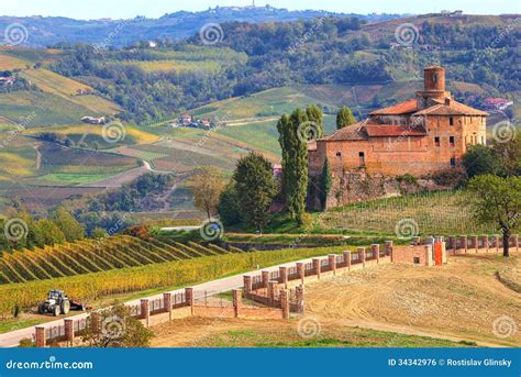 castle  vineyards  piedmont italy stock photo image
