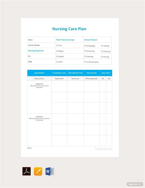 Blank Printable Care Plan Template Free Printable