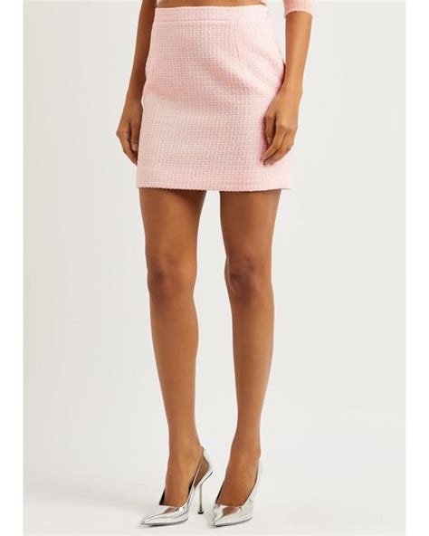 Alessandra Rich Sequin Embellished Tweed Mini Skirt In Pink Lyst Uk