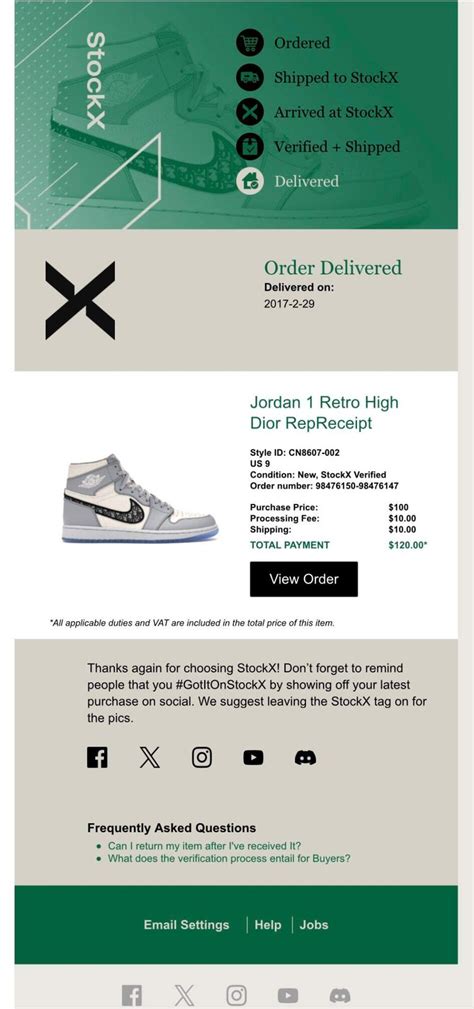 Stockx Receipt Generator