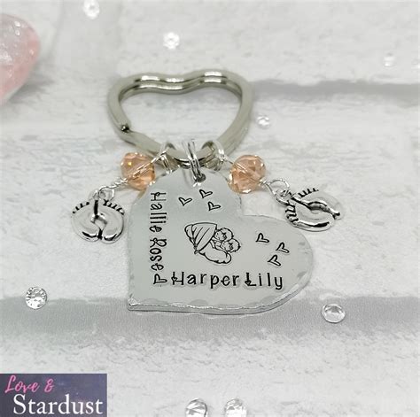 Twins Angel Babies Memorial T Personalised Heart Keyring Etsy