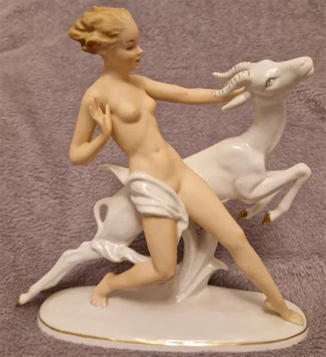 VINTAGE ART DECO Wallendorf Nude Naked Woman With Gazelle Porcelain Figurine PicClick UK
