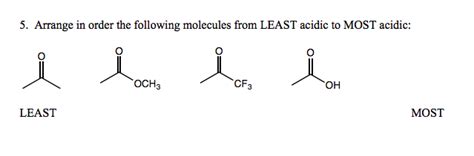 Solved 5. Arrange in order the following molecules from | Chegg.com 