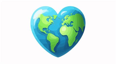 Cartoon Planet Earth With Heart Shape Vector Illustration Premium AI