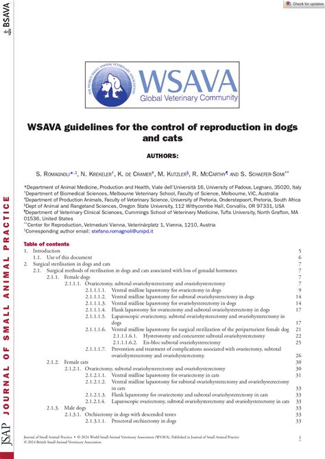 2024 WSAVA guidelines for the control of reproduction in dogs and cats
