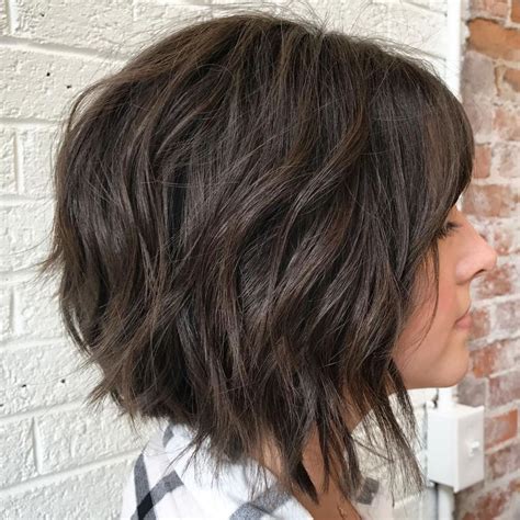 Dark Brown Razored Bob Choppy Bob Hairstyles Wavy Bob Hairstyles Thick Wavy Hair