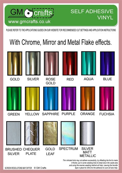 Metallic Color Chart