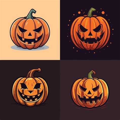 Ilustraciones Aterradoras De Calabazas De Halloween Vector Premium