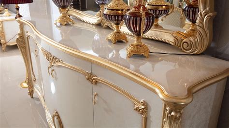 Casa Padrino Buffet Baroque De Luxe Avec Miroir Mural Blanc Beige