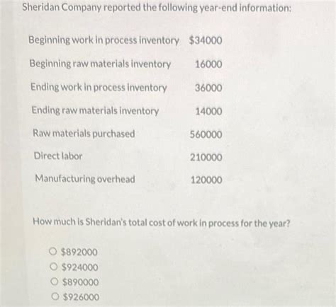 Solved Sheridan Company Reported The Following Year End Chegg