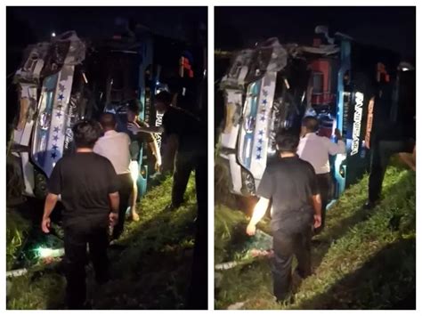 Kecelakaan Bus Wisata SMAN 1 Sidoarjo Terperosok Ke Parit Tol Ngawi