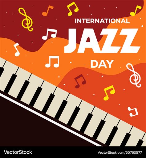 Flat international jazz day design with piano Vector Image