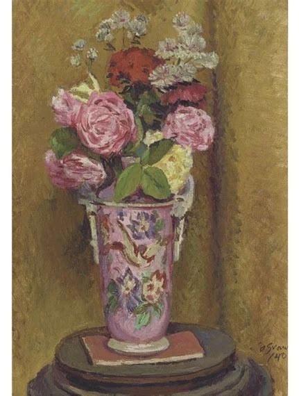 Duncan Grant Uk 1885 1978 Roses In A Pink Vase 1940 Oil On