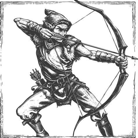 elf warrior with bow images using Old engraving style 43111197 Vector ...