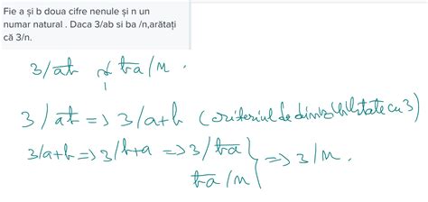 Fie a și b doua cifre nenule și n un numar natural Daca 3 ab si ba n
