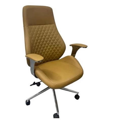 Leather High Back Director Revolving Chair Fixed Arm Brown At 8500