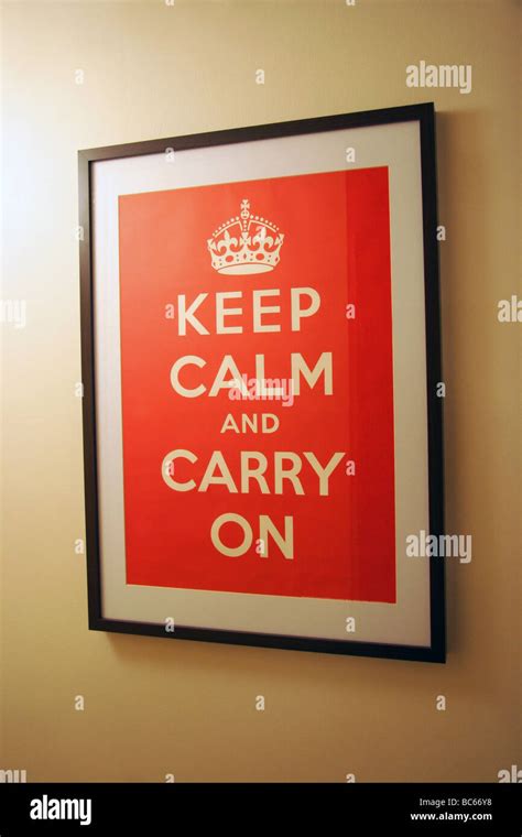 Framed Keep Calm and Carry On poster Stock Photo - Alamy