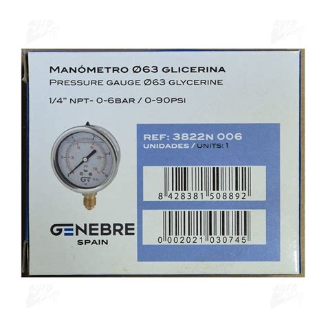 Manômetro DN63 6 Bar Inox Glicerina Vertical NPT