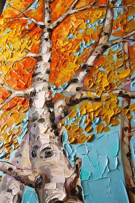 Modern Palette Knife Impasto Birch Trees In Fall Painting Etsy Star