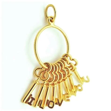 Vintage K Gold I Love You Keys To My Heart Pendan Gem