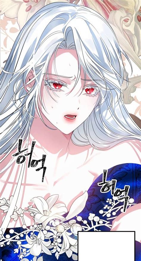 An Anime Character With Long White Hair And Red Eyes In Front Of