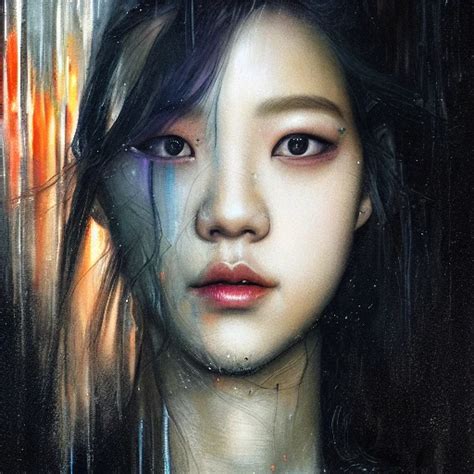 Jisoo Of Blackpink Hyperrealistic Portrait Bladerunner Street