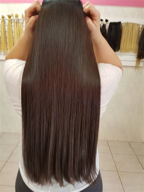 Aplique Tic Tac Cabelo Humano Castanho Liso Cm Gr Faixas