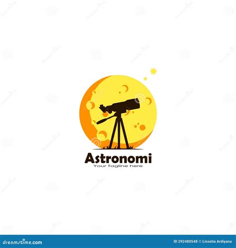 Telescope And Moon Logo Astronomy Logo Vector Graphics Stock Vector