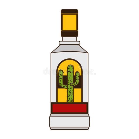 Dibujo Vectorial De Botella Tequila Ilustración del Vector