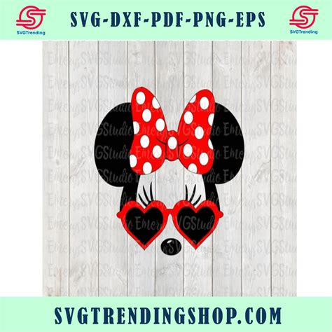 Svg Dxf File For Minnie With Heart Sunglasses And Dot Bow