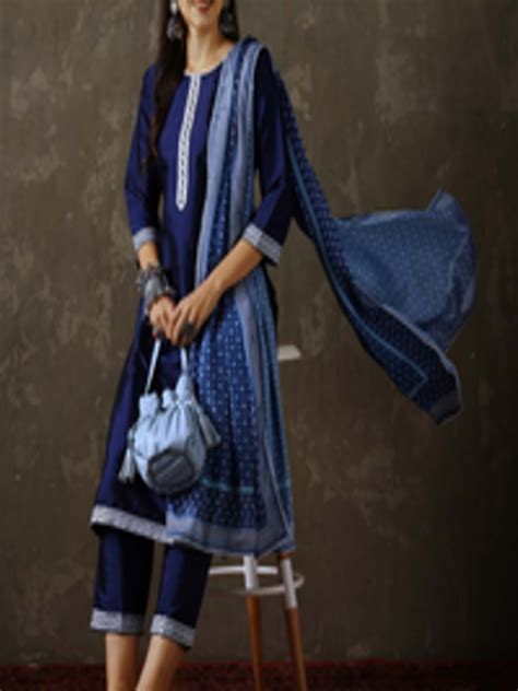 Buy Anouk Ethnic Motifs Yoke Design Sequinned Kurta With Trousers