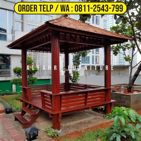 Gazebo Taman Depan X Kayu Kelapa Minimalis Tribun Jualbeli