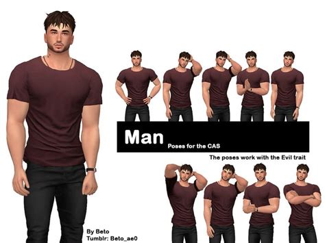 Beto_ae0's Man (Poses for the CAS, Trait Evil) in 2024 | Male poses ...