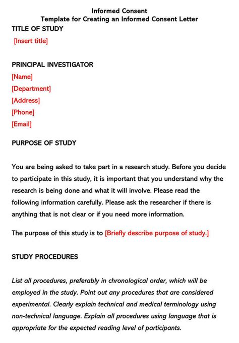 Informed Consent Form For Research Guideline And Templates