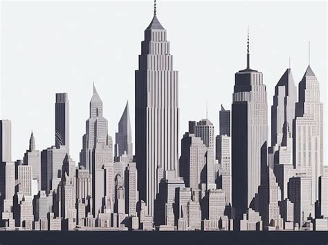 Silueta De La Ciudad De Nueva York Con Fondo Blanco Foto Premium