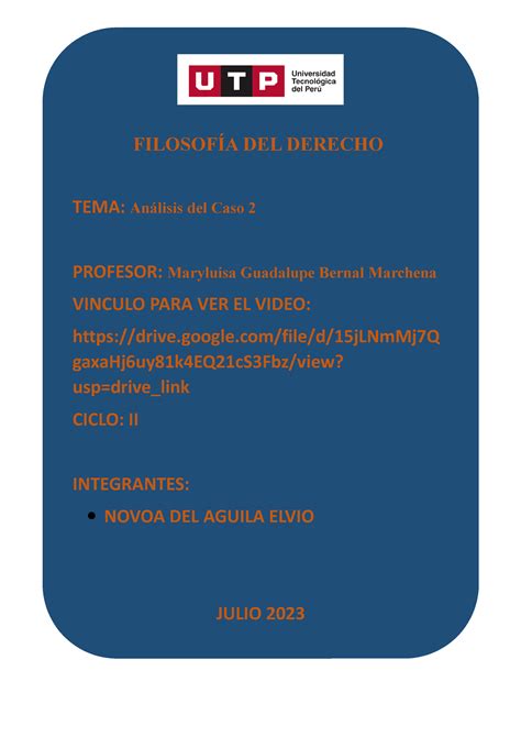 Caso 2 RESUMEN Filosofia Del Derecho UTP Studocu