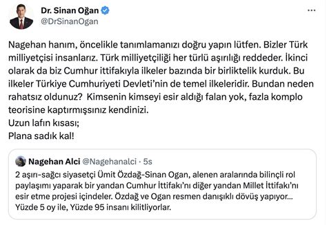 Pusholder on Twitter Sinan Oğan Nagehan Alçı nın tweetine yanıt