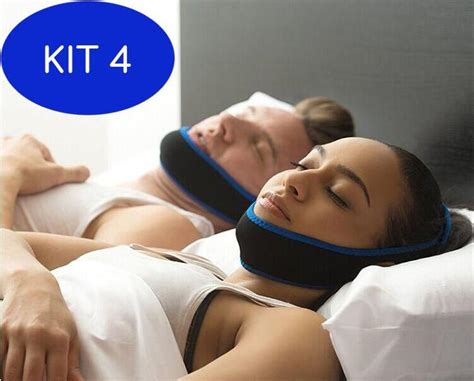 Kit 4 Faixa Cabeça E Queixo Anti Ronco Ajustável Para Dormir Artipe