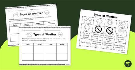 Types Of Weather Cut And Paste Worksheet Teach Starter